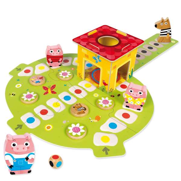 Goula - Jeu éducatif Les 3 Petits Cochons en bois - Conte des Trois Petits Cochons - Jeu de société pour enfants de 2 à4394165 ans