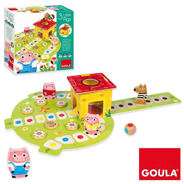 Goula - Jeu éducatif Les 3 Petits Cochons en bois - Conte des Trois Petits Cochons - Jeu de société pour enfants de 2 à4394165 ans
