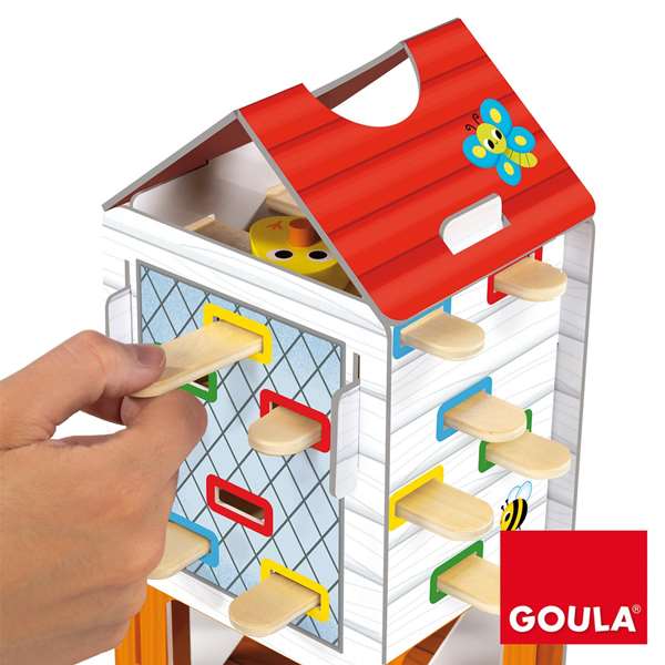 Goula Jeu d'adresse et d'habileté Happy Chickens en bois - Jeu de société pour enfants de 3 à 5 ans - Retirer les bâtons pour trouver les poussins