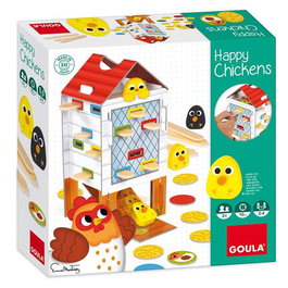 Goula Jeu d'adresse et d'habileté Happy Chickens en bois - Jeu de société pour enfants de 3 à 5 ans - Retirer les bâtons pour trouver les poussins