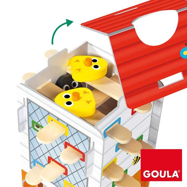 Goula Jeu d'adresse et d'habileté Happy Chickens en bois - Jeu de société pour enfants de 3 à 5 ans - Retirer les bâtons pour trouver les poussins