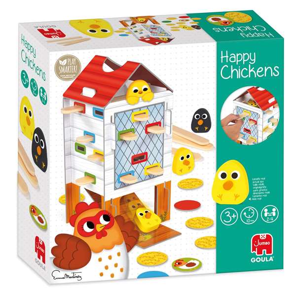 Goula Jeu d'adresse et d'habileté Happy Chickens en bois - Jeu de société pour enfants de 3 à 5 ans - Retirer les bâtons pour trouver les poussins