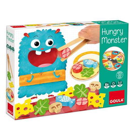 Goula - Jeu d'adresse en bois Hungry Monster - Prépare la pizza avant que le monstre ne la mange - De 3 à 5 ans - Multilingue