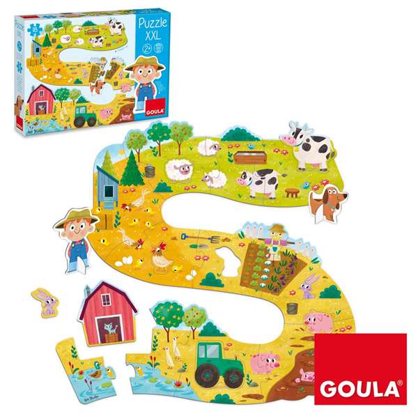 Diset - Puzzle XXL en Carton La Ferme, 17 Pièces Grandes, 2 Figures, Jouet Éducatif pour Enfants de 2 à 4 Ans