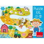 Diset - Puzzle XXL en Carton La Ferme, 17 Pièces Grandes, 2 Figures, Jouet Éducatif pour Enfants de 2 à 4 Ans