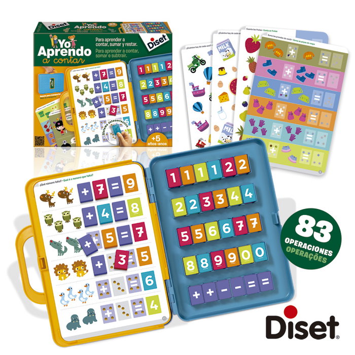 Diset Jeu éducatif 'J'apprends à compter' 63714, puzzle chiffres pour premières opérations mathématiques, 15 planches, langues portugais et espagnol, pour enfants à partir de 5 ans Diset Jeu éducatif 'J'apprends à compter' 63714, puzzle chiffres pour premières opérations mathématiques, 15 planches, langues portugais et espagnol, pour enfants à partir de 5 ans