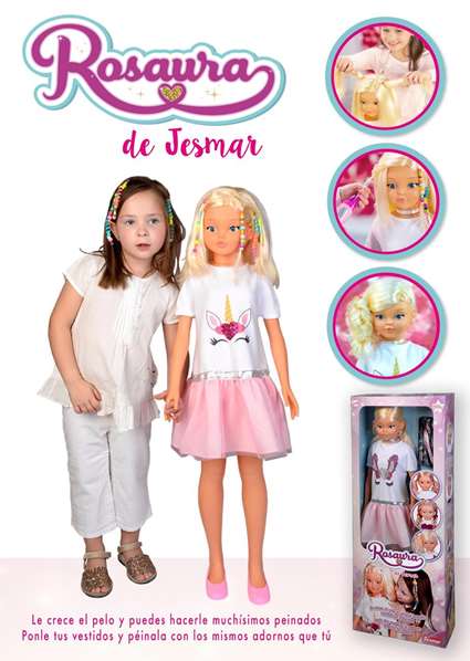 Jesmar Poupée Rosaura - Le cheveu pousse pour faire mille coiffures - Grande poupée de 105 cm - À partir de 3 ans Jesmar Poupée Rosaura - Le cheveu pousse pour faire mille coiffures - Grande poupée de 105 cm - À partir de 3 ans