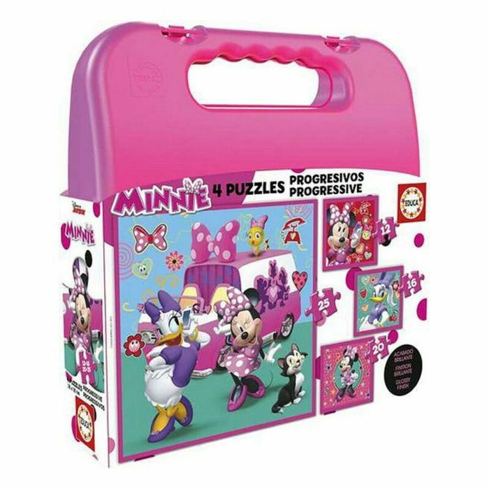 Educa Mallette de Puzzles Progressifs Minnie Happy Helpers (12-16-20-25 pièces)