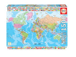 Educa Puzzle 1500 pièces - Mapamundi Politique - Dimensions: 85x60 cm - À partir de 12 ans