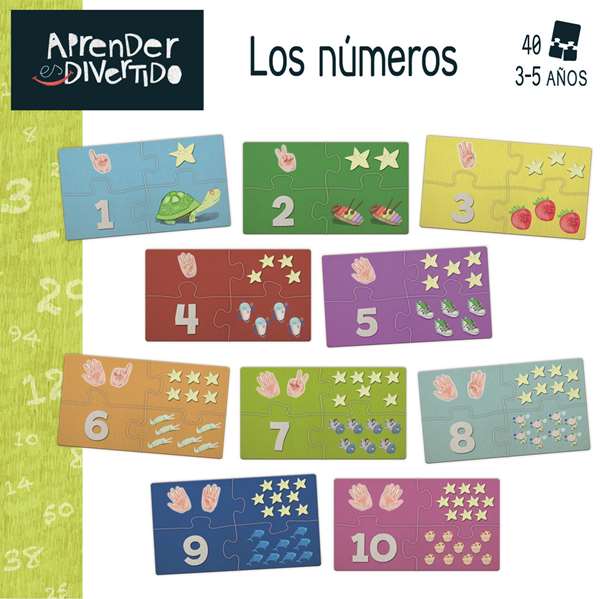 Educa Juego Aprender es Divertido Los Números - Jeu Éducatif pour Apprendre les Nombres en Espagnol et Anglais - 40 Pièces Encajables - Pour Enfants de 3 à 5 Ans
