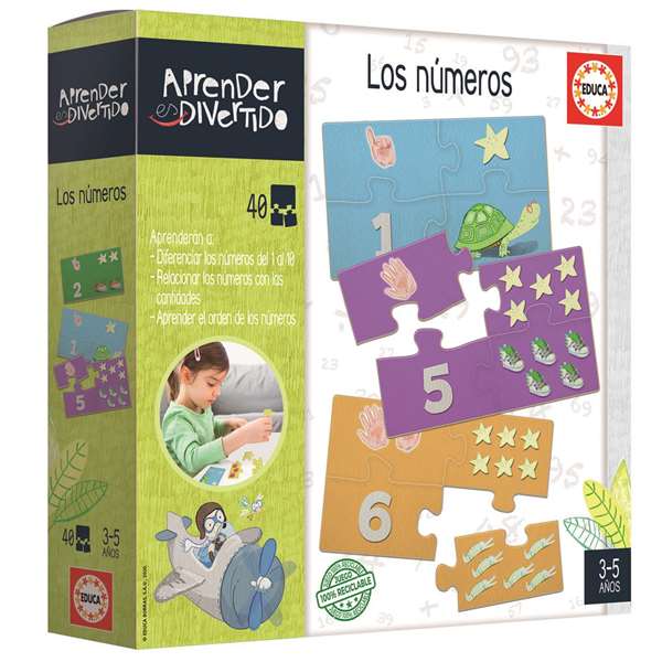 Educa Juego Aprender es Divertido Los Números - Jeu Éducatif pour Apprendre les Nombres en Espagnol et Anglais - 40 Pièces Encajables - Pour Enfants de 3 à 5 Ans