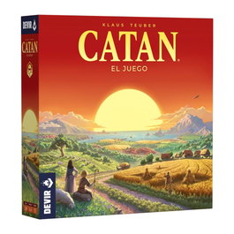 Devir Jeu de société Catan - Jeu de stratégie, ressources et commerce, tableaux modulable, pour 3-4 joueurs, à partir de 10 ans