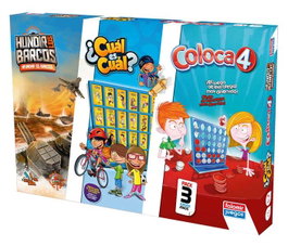 Falomir Pack de 3 jeux : Coloca 4, Hundir los Barcos et Cuál es Cuál