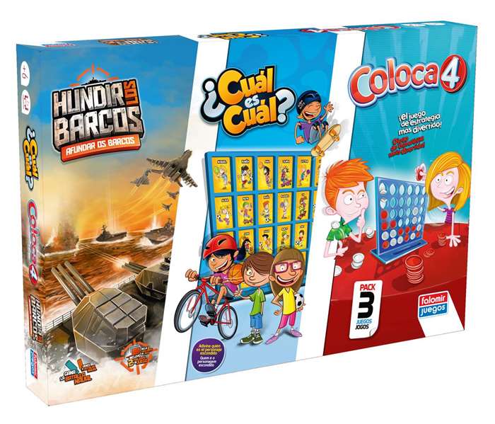 Falomir Juego Coloca 4, Hundir los Barcos y Cuál es Cuál - Jeu de société de 3 jeux classiques (Puissance 4, Bataille navale et Qui est-ce ?) - Version en espagnol