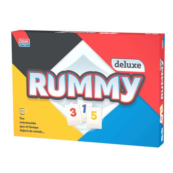 Falomir Juego Rummy Deluxe - Jeu de Rummy en Espagnol et Portugais - Version Deluxe avec 106 Fiches et 4 Supports Falomir Juego Rummy Deluxe - Jeu de Rummy en Espagnol et Portugais - Version Deluxe avec 106 Fiches et 4 Supports