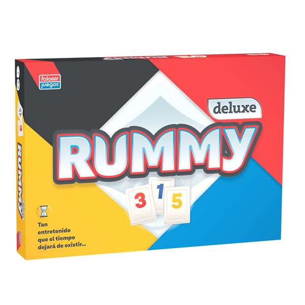 Falomir Juego Rummy Deluxe - Jeu de Rummy en Espagnol et Portugais - Version Deluxe avec 106 Fiches et 4 Supports Falomir Juego Rummy Deluxe - Jeu de Rummy en Espagnol et Portugais - Version Deluxe avec 106 Fiches et 4 Supports