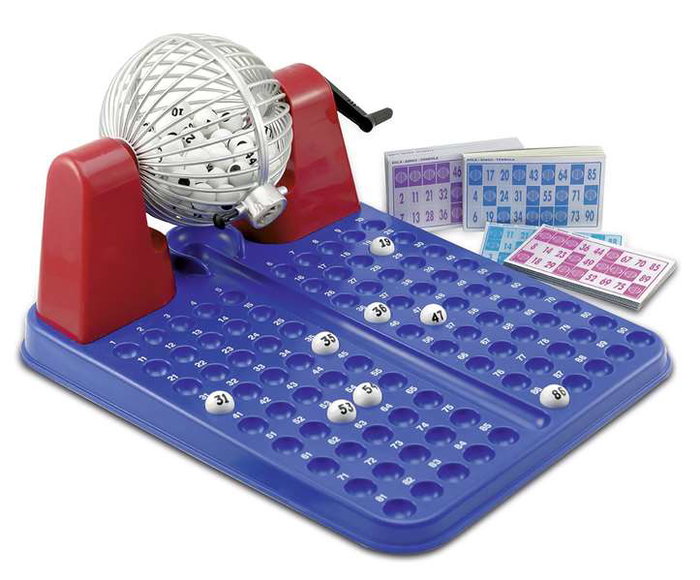 Falomir Bingo XXL Premium - Jeu de bingo avec 72 cartes et boules indélébiles (40x33x21 cm) - Version espagnole