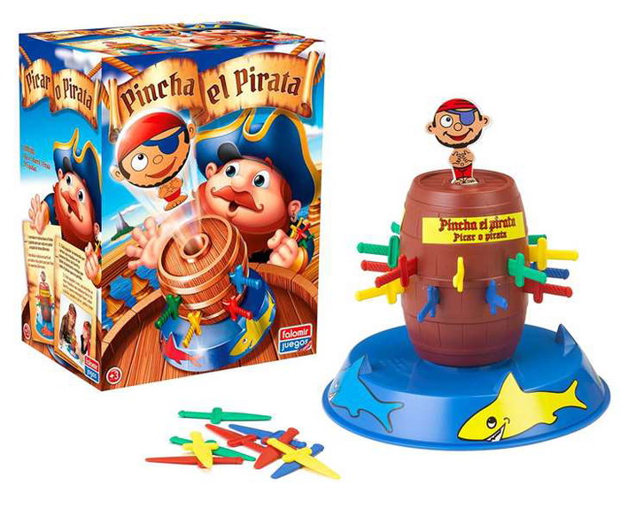 Falomir Jeu Pincha el Pirata - Jeu de société en espagnol pour 2 joueurs dès 3 ans, en carton et plastique