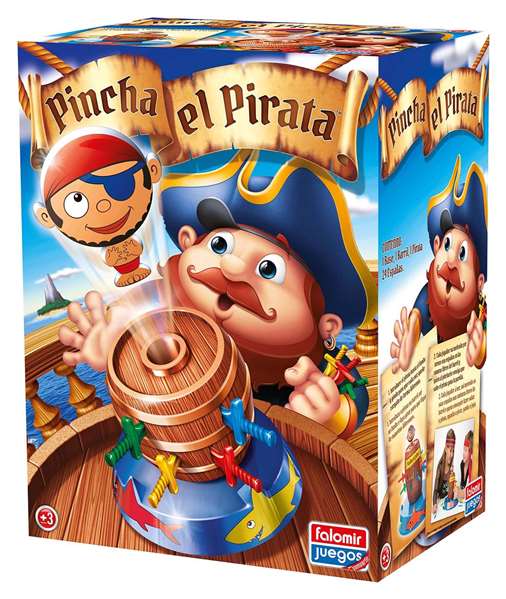 Falomir Jeu Pincha el Pirata - Jeu de société en espagnol pour 2 joueurs dès 3 ans, en carton et plastique