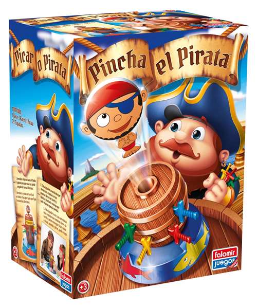 Falomir Jeu Pincha el Pirata - Jeu de société en espagnol pour 2 joueurs dès 3 ans, en carton et plastique