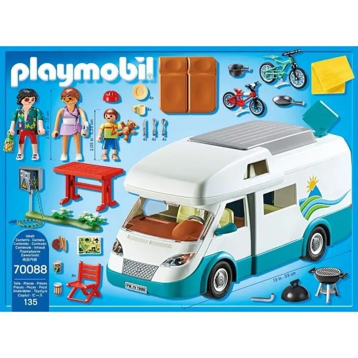 Playmobil 70088 Camping-car et Famille - Jouet de construction avec 135 pièces - Véhicule de camping équipé