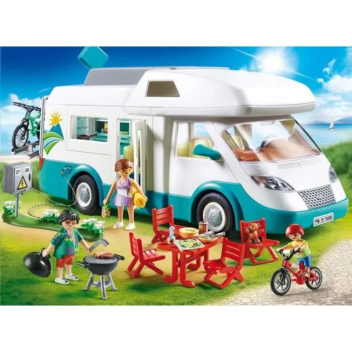 Playmobil 70088 Camping-car et Famille - Jouet de construction avec 135 pièces - Véhicule de camping équipé