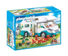 Playmobil Family Fun - Caravane d'été Jouet, Caravane de Vacances en Plastique pour Enfants à partir de 4 Ans
