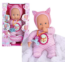 Nenuco Poupée Nenuco 5 Fonctions Rose 7/14781 - 12664, Poupée bébé interactive avec sons et accessoires, pour enfants +12 mois