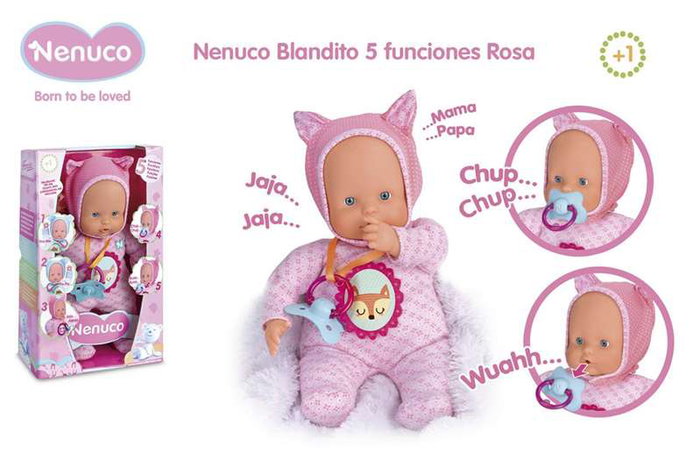 Famosa Poupée Nenuco Little Fox Rose 30 cm avec 5 fonctions