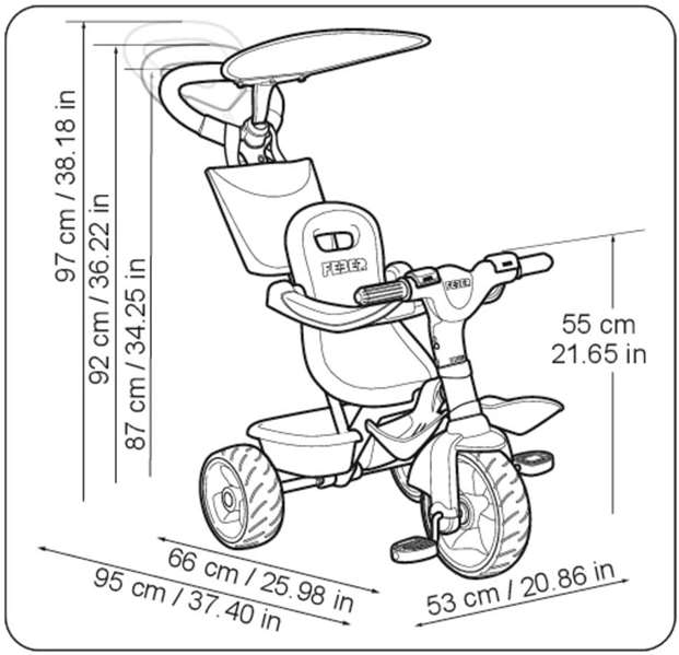 Feber Triciclo Baby Plus Music Rosa 91,2x98,3x51,5 cm, Tricycle enfant musical avec piles pour 9 mois et plus Feber Triciclo Baby Plus Music Rosa 91,2x98,3x51,5 cm, Tricycle enfant musical avec piles pour 9 mois et plus