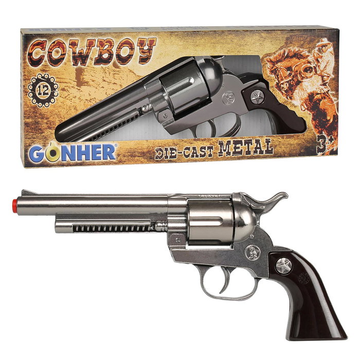 Gonher Revolver Cowboy 12 Coups Argenté