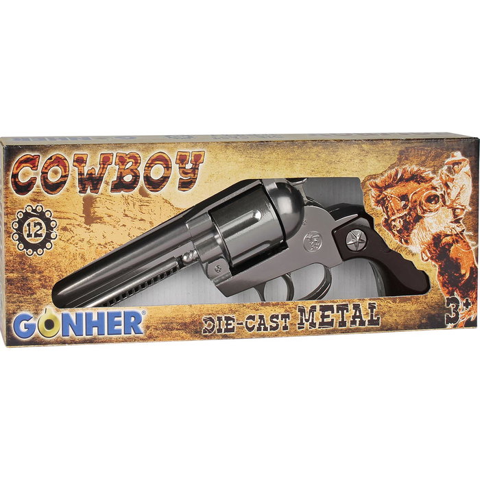 Gonher Revolver Cowboy 12 Coups Argenté