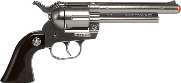 Gonher - Réplique de pistolet à 8 coups, argenté, dimensions 27 x 9,5 x 3,5 cm, jouet sans piles Gonher - Réplique de pistolet à 8 coups, argenté, dimensions 27 x 9,5 x 3,5 cm, jouet sans piles