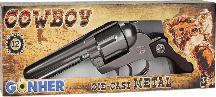 Gonher - Réplique de pistolet à 8 coups, argenté, dimensions 27 x 9,5 x 3,5 cm, jouet sans piles Gonher - Réplique de pistolet à 8 coups, argenté, dimensions 27 x 9,5 x 3,5 cm, jouet sans piles