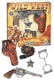 Gonher - Coffret Déguisement Western Sheriff : Revolver à 8 Coups en Métal avec Cartouchière, Ceinture, Menottes et Étoile (28x28x4 cm)