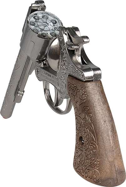 Gonher Revolver 8 coups pour enfant, jouet métallique 12x23x3,5 cm, recommandé à partir de 3 ans