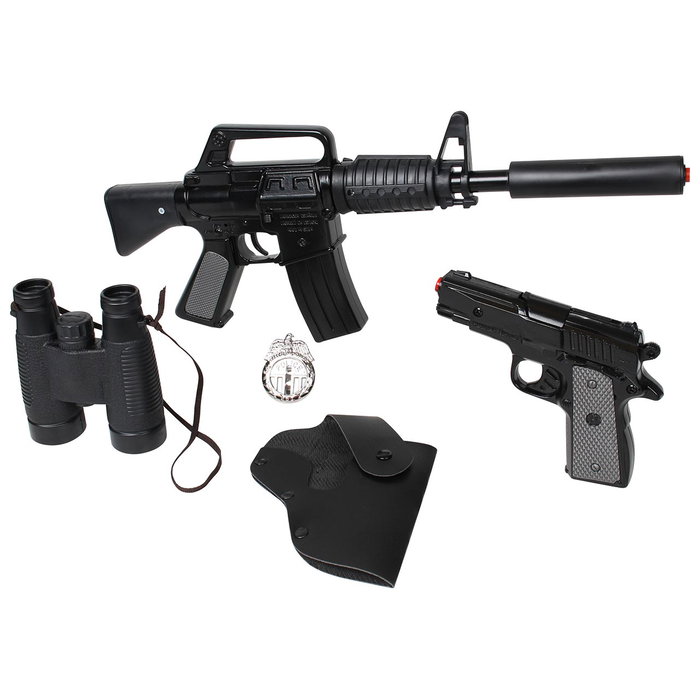 Gonher Set de Police 446/3 Noir avec Fusil d'Assaut et Pistolet