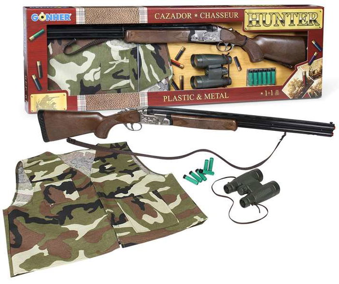 Gonher - Fusil de chasse jouet à 2 coups avec gilet, dimensions 85 x 27 x 5 cm, jouet d'imitation
