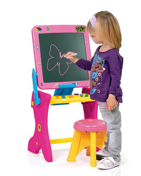 Molto Pupitre Tableau Rose - Bureau d'enfant 90 cm avec Ardoise et 16 Accessoires - Age Recommandé: 3 ans et plus Molto Pupitre Tableau Rose - Bureau d'enfant 90 cm avec Ardoise et 16 Accessoires - Age Recommandé: 3 ans et plus