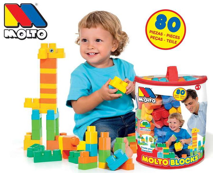 Molto Sac de construction avec 80 pièces, rouge