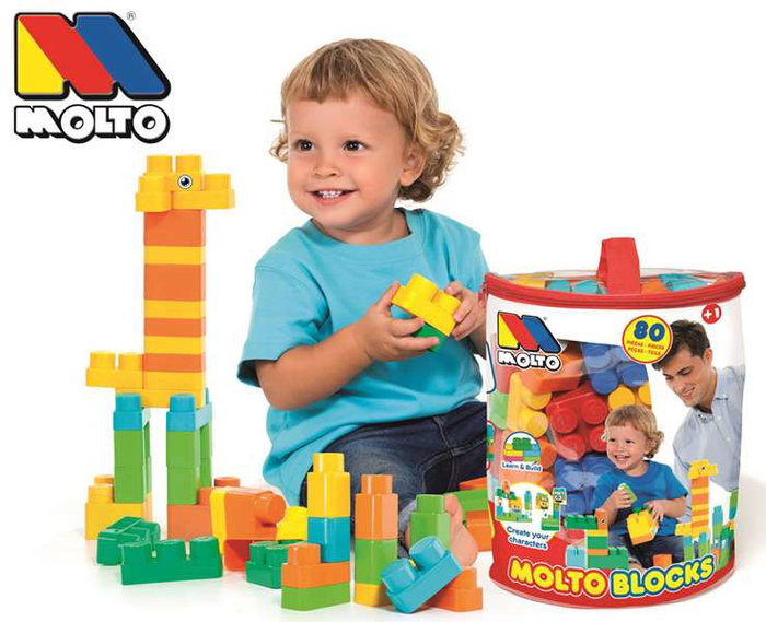 Molto Sac de construction avec 80 pièces, rouge