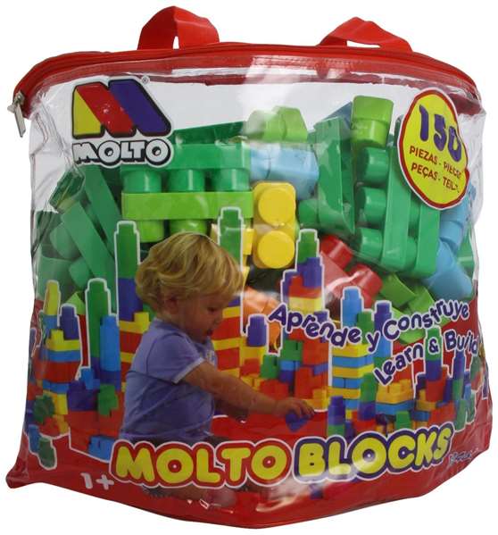 Molto Sac de construction avec 150 pièces - Jeu de blocs - Pour enfants dès 1 an et adultes