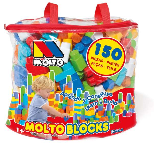 Molto Sac de construction avec 150 pièces - Jeu de blocs - Pour enfants dès 1 an et adultes
