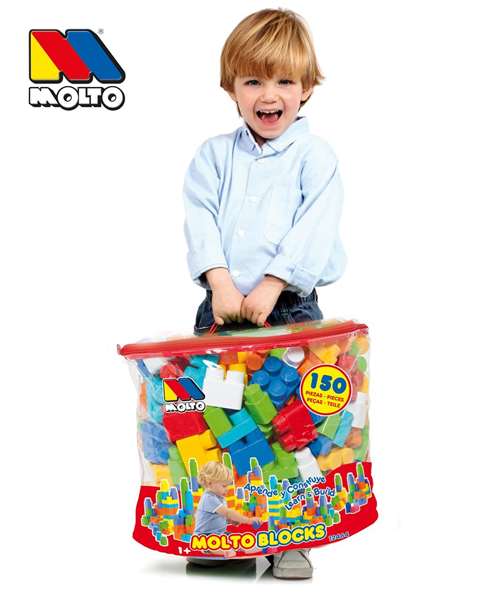 Molto Sac de construction avec 150 pièces - Jeu de blocs - Pour enfants dès 1 an et adultes