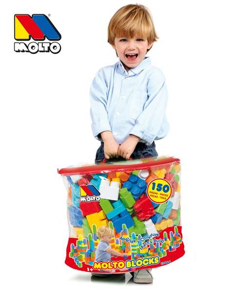 Molto Sac de construction avec 150 pièces - Jeu de blocs - Pour enfants dès 1 an et adultes