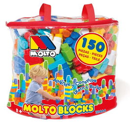 Molto Sac de construction avec 150 pièces - Jeu de blocs - Pour enfants dès 1 an et adultes