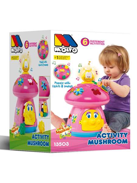 Molto 6503 Seta activités rose 40 cm avec musique, sons et formes pour enfant de 1 an et plus, jeu d'éveil musical et lumineux en plastique Molto 6503 Seta activités rose 40 cm avec musique, sons et formes pour enfant de 1 an et plus, jeu d'éveil musical et lumineux en plastique