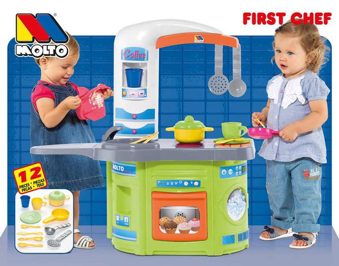 Molto Ma première cuisine de 68 cm pour enfant avec 12 accessoires, âge recommandé 2 ans et plus
