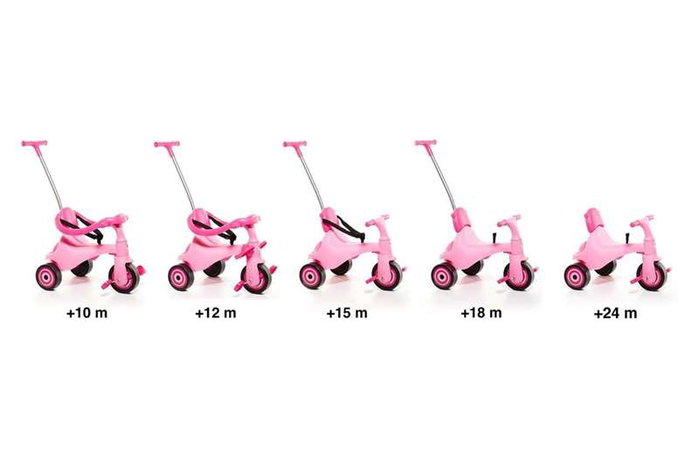 Molto Triciclo Urban Trike City 5 en 1 avec Bandeja et Palo - Tricycle Évolutif pour Enfant - 89 cm - Rose