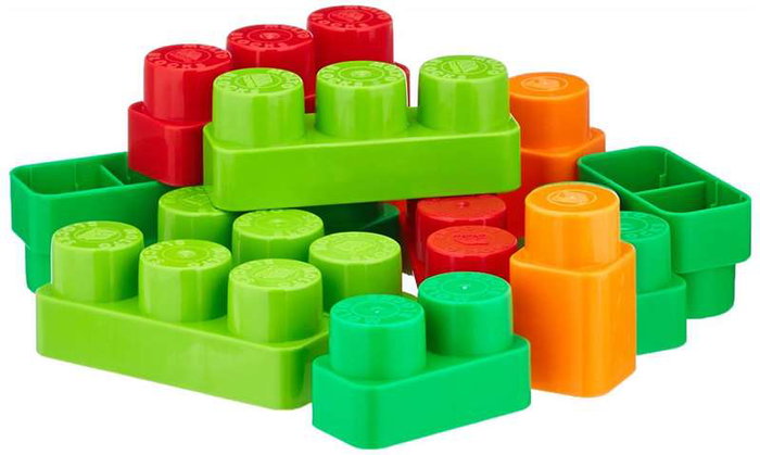 Molto - Boîte de blocs de construction en plastique - 35 pièces - Pour enfants dès 1 an et adultes - Langues: espagnol, anglais